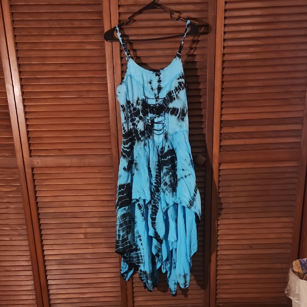 Advance Apparels Asymmetrical Blue and Black Dress
